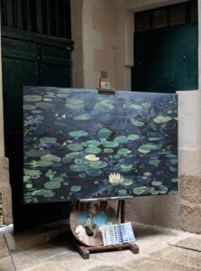 commande d'un diptyque représentant des nénuphars, peinture Ressource mat poudrée 