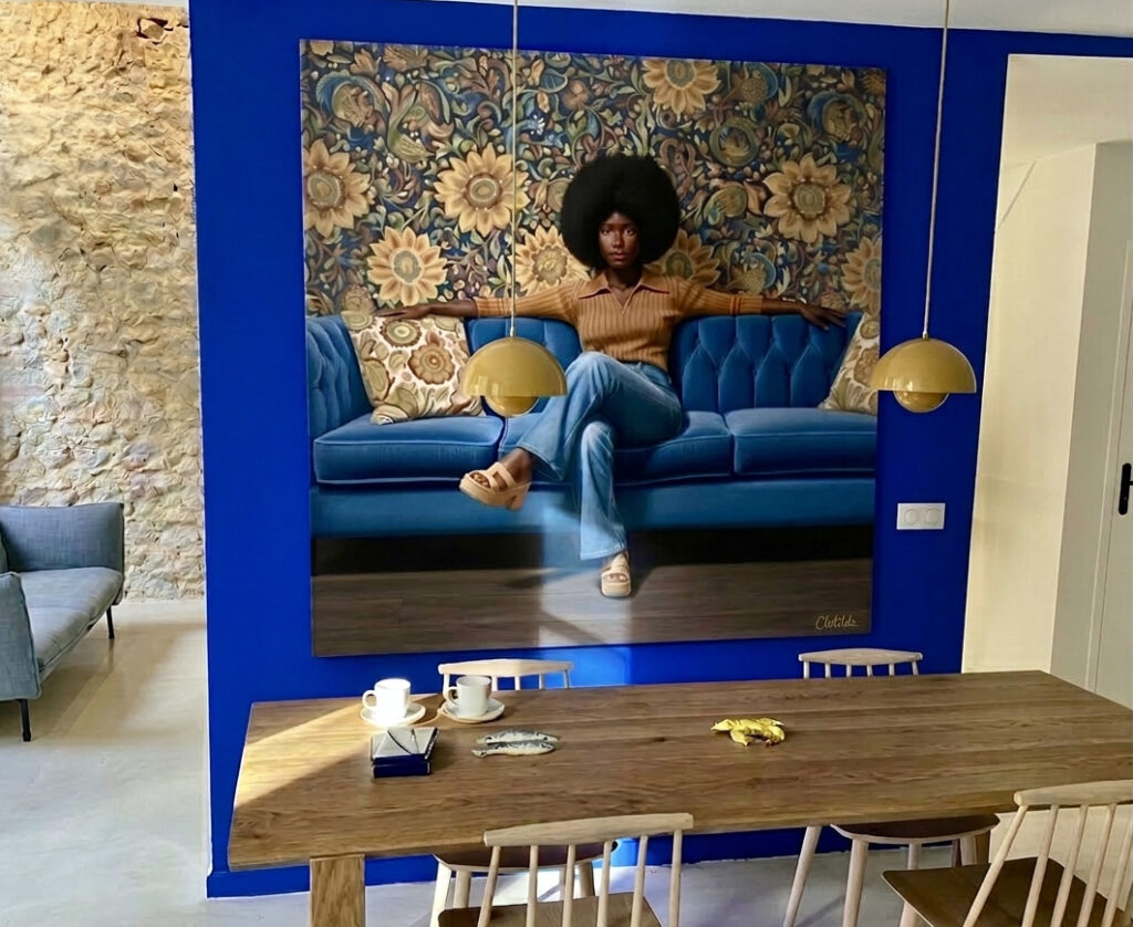 Toile-XXL sur mur bleu Klein