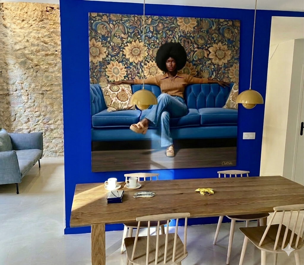 Toile-XXL sur mur bleu Klein